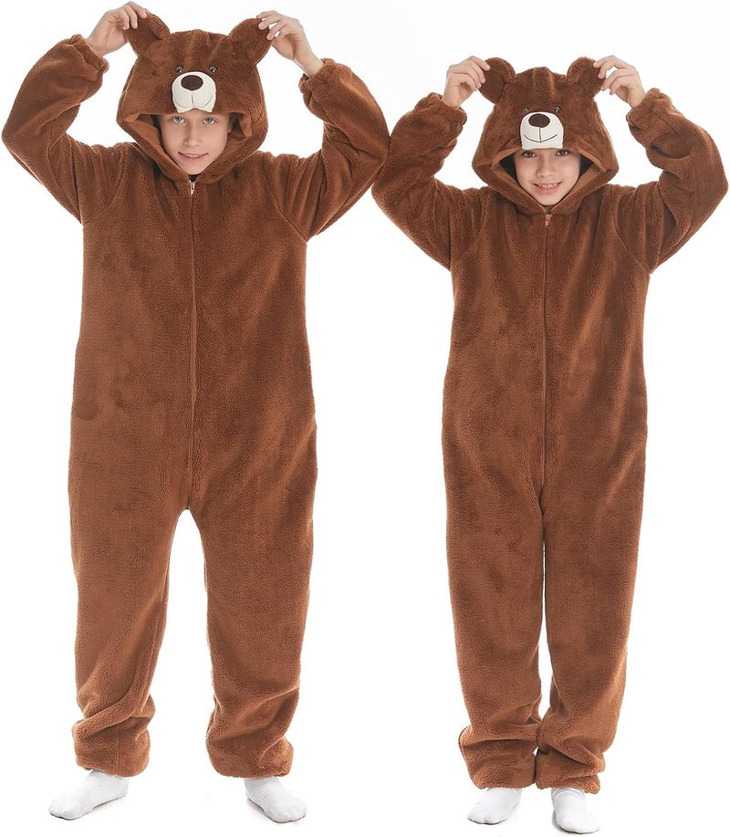 HSCTEK Luxury Double-sided Flannel Fleece Child Bear Onesies with Hoodie - Image 1